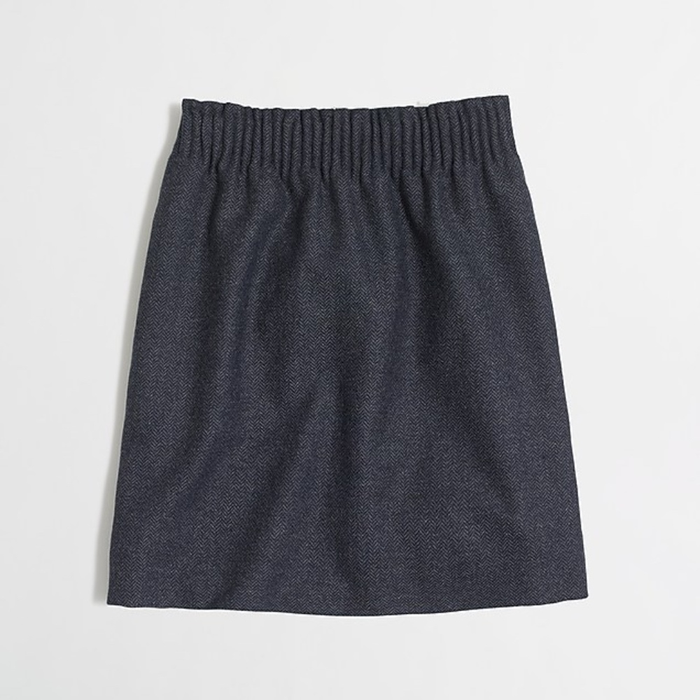 j crew factory navy herringbone pleated skirt 2